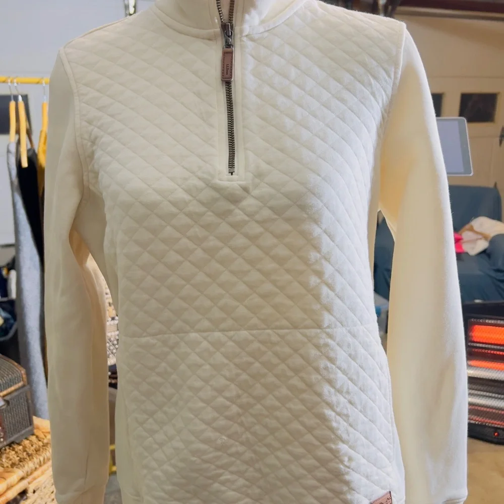 L.L. Bean Off-White Quilted QUARTER Zip Pullover - Picture 6 of 7